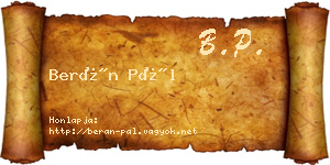 Berán Pál névjegykártya